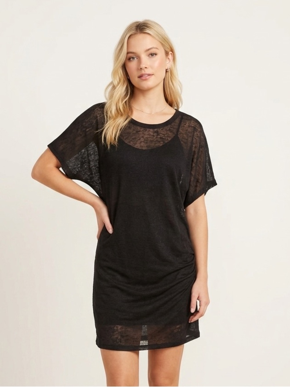 Joe’s Sheer Black Dolman Sleeve Mini T-Shirt Dress, M Soft grunge academia goth